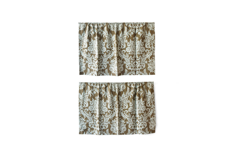 American Retro Fabric Damask Print/アメリカンファブリック レトロ 布 カーテン クロス キルト ハンドメイド インテリア ダマスク柄 2枚セット