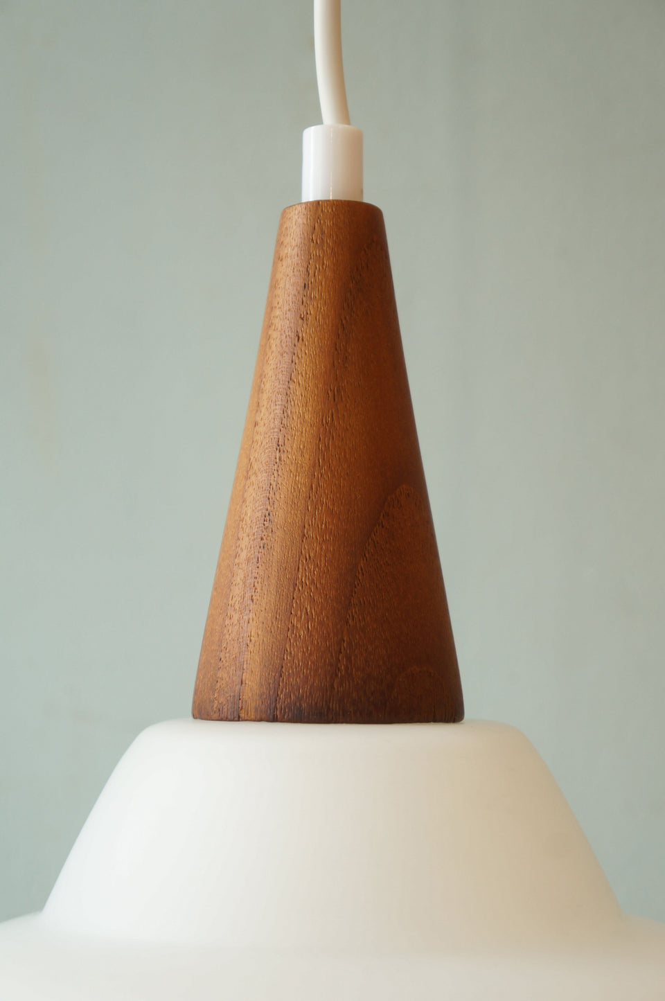 Danish Vintage Glass Teak Pendant Light/デンマークヴィンテージ ペンダントライト フロストガラス チーク材