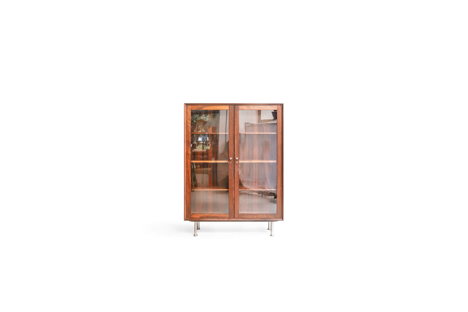 Scandinavian Vintage Rosewood Glass Cabinet/北欧ヴィンテージ ガラスキャビネット ローズウッド ディスプレイ 収納家具