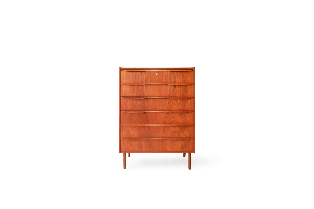 デンマークヴィンテージ ハイチェスト 6段 北欧家具 チーク材/6Drawer