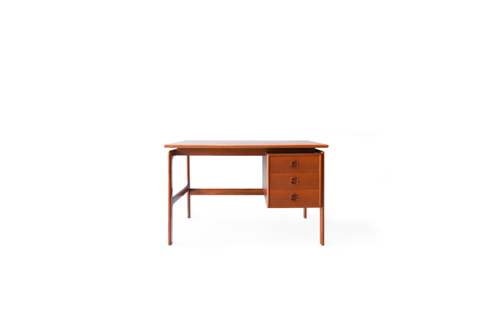 Danish Vintage Desk G.V.Møbler/デンマークヴィンテージ 片袖デスク チーク材 机 テーブル 北欧家具
