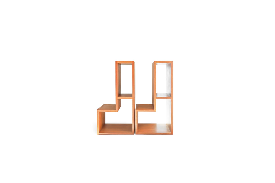 Teakwood L-shaped Open Shelf/チーク材 L字型 スライド オープンシェルフ テレビボード 収納家具