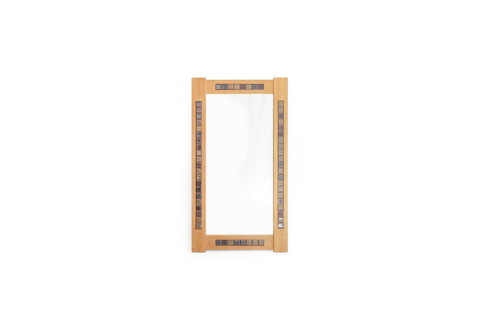 Danish Vintage Oakwood Tile Mirror/デンマークヴィンテージ ウォールミラー オーク材 タイル 北欧インテリア