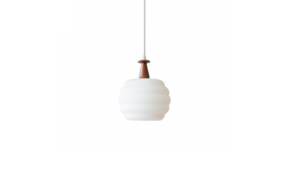Danish Vintage Frosted Glass Pendant Light/デンマークヴィンテージ ペンダントライト ガラス チーク材