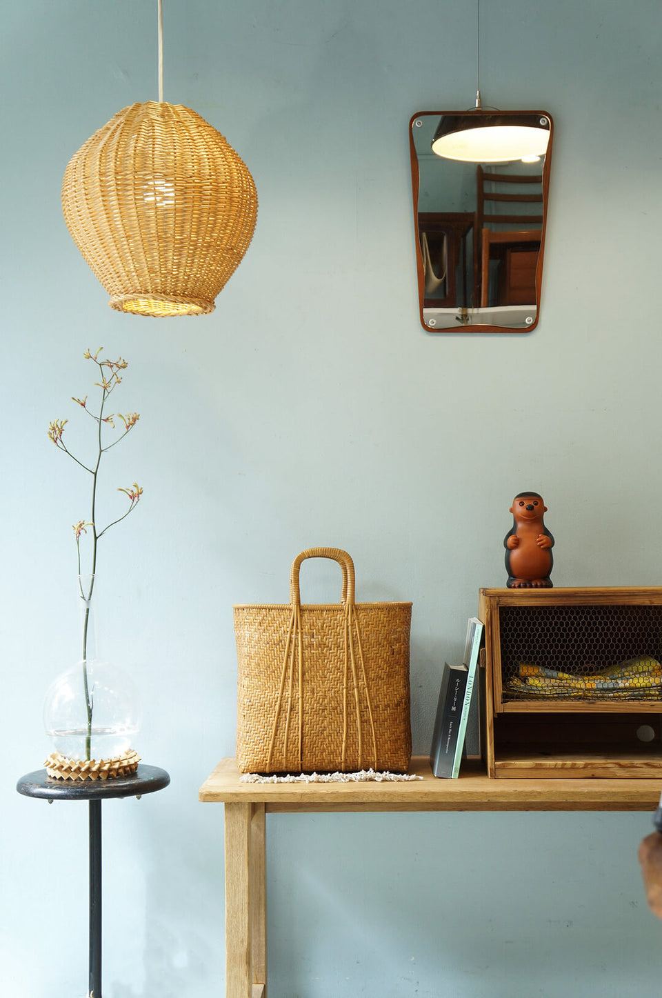 Japanese Vintage Banboo Shopping Basket/ヴィンテージ バンブー カゴバッグ バスケット 竹籠 かばん