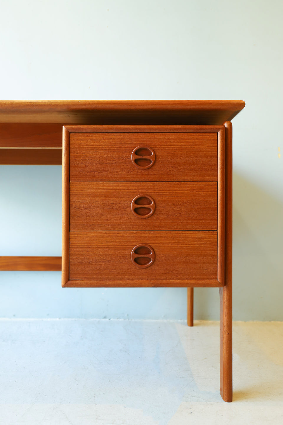 Danish Vintage Desk G.V.Møbler/デンマークヴィンテージ 片袖デスク チーク材 机 テーブル 北欧家具