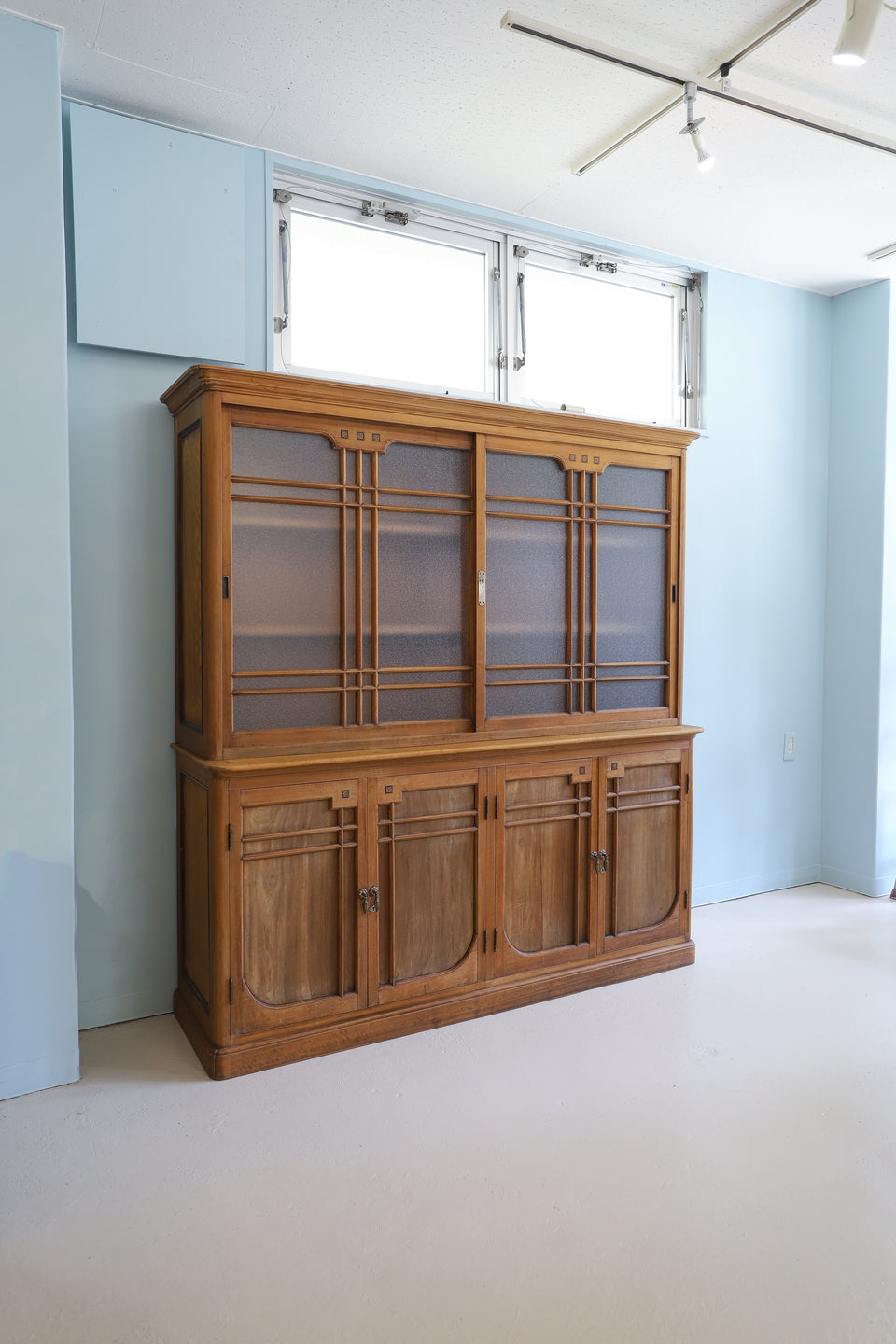 Japanese Antique Glass Cup Board/ジャパンアンティーク 食器棚 カップボード 大正ロマン 古道具 レトロ