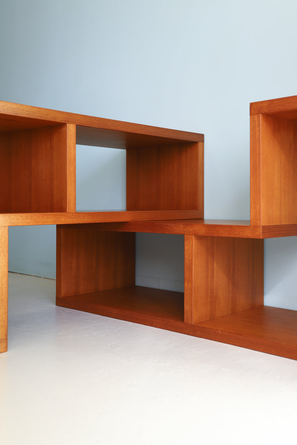 Teakwood L-shaped Open Shelf/チーク材 L字型 スライド オープンシェルフ テレビボード 収納家具