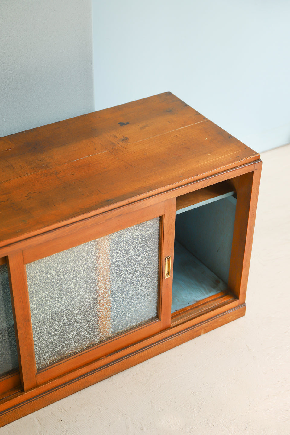 Japanese Modern Vintage Diamond Glass Small Cabinet/ジャパンヴィンテージ ダイヤガラス スモールキャビネット 収納 レトロモダン