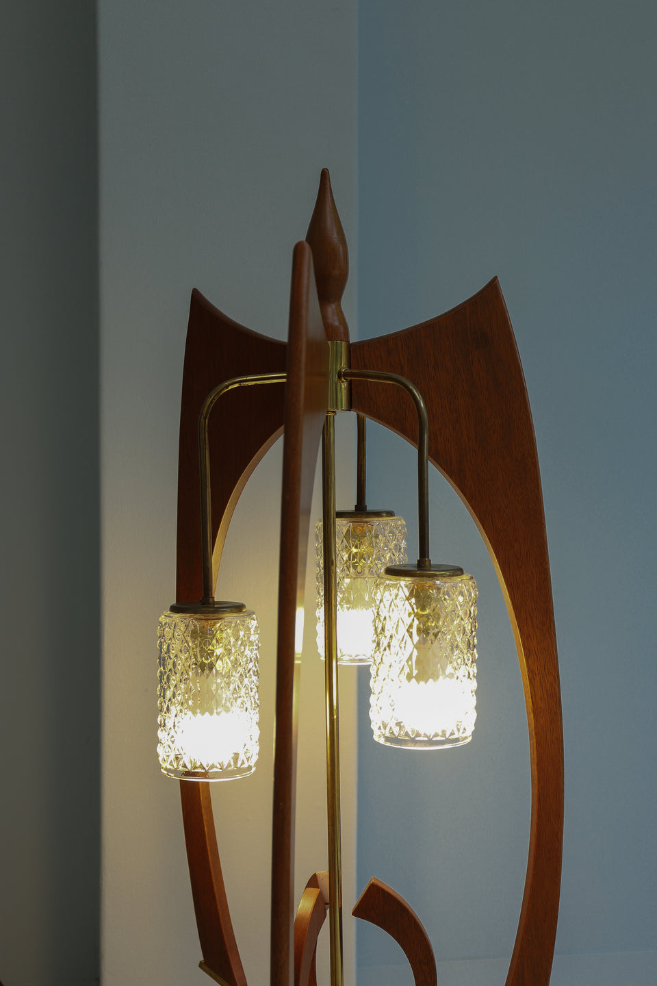 US Vintage Wood Base Floor Lamp/アメリカヴィンテージ フロアランプ 木製ベース ミッドセンチュリー 間接照明