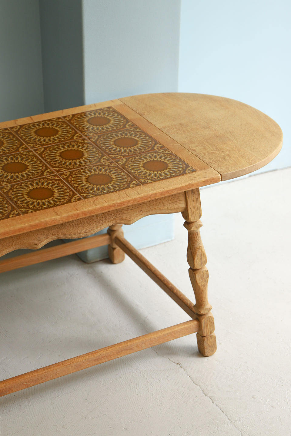 Danish Vintage Tile Top Drop Leaf Coffee Table/デンマークヴィンテージ コーヒーテーブル タイルトップ ドロップリーフ オーク材 北欧家具