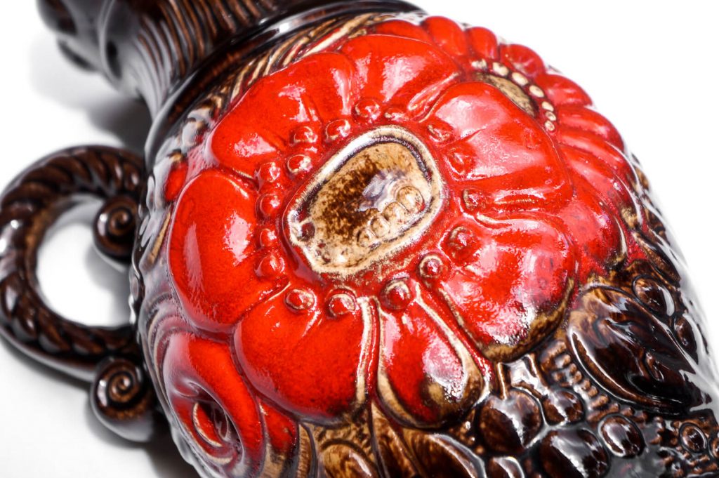 ドイツ製 シューリッヒ 洋食器 ビンテージ ラムポット 赤　陶器蓋付き瓶 ドイツ製 シューリッヒ 洋食器 ビンテージ ラムポット 赤 陶器蓋