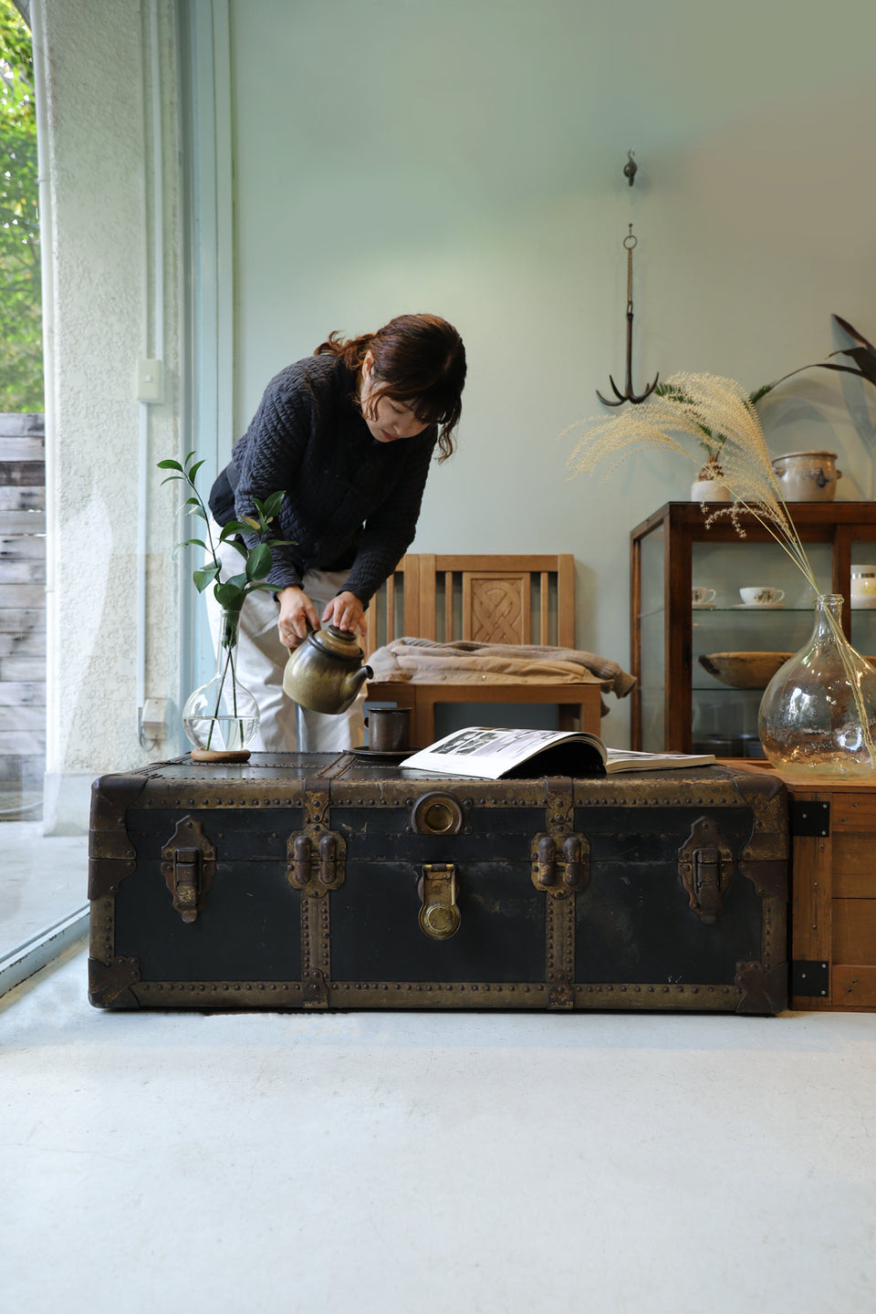 US Antique Steamer Trunk/アメリカ アンティーク スチーマートランク スーツケース