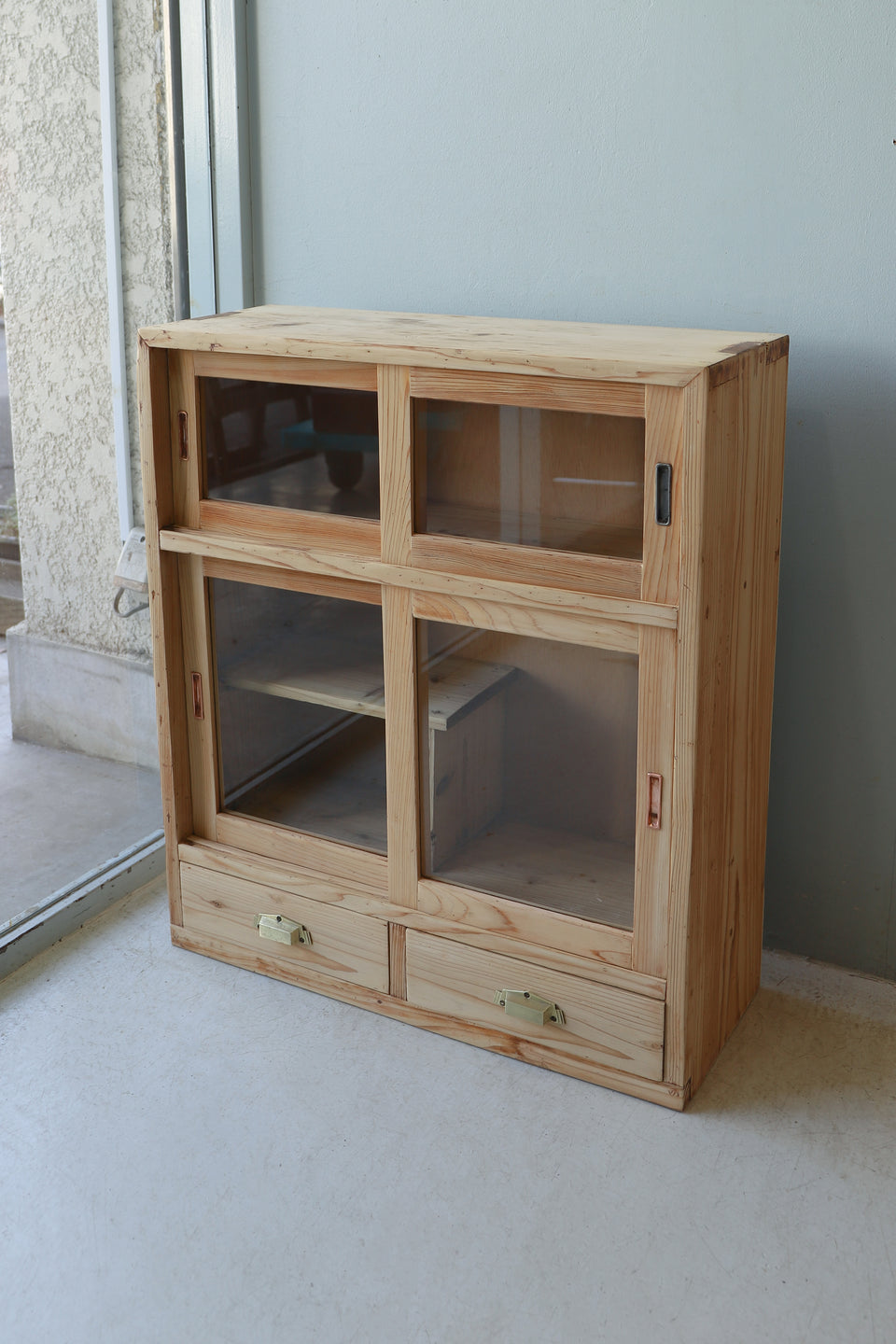 Japanese Vintage Glass Tea Cabinet/ジャパンヴィンテージ ガラスキャビネット 茶箪笥 収納 古道具