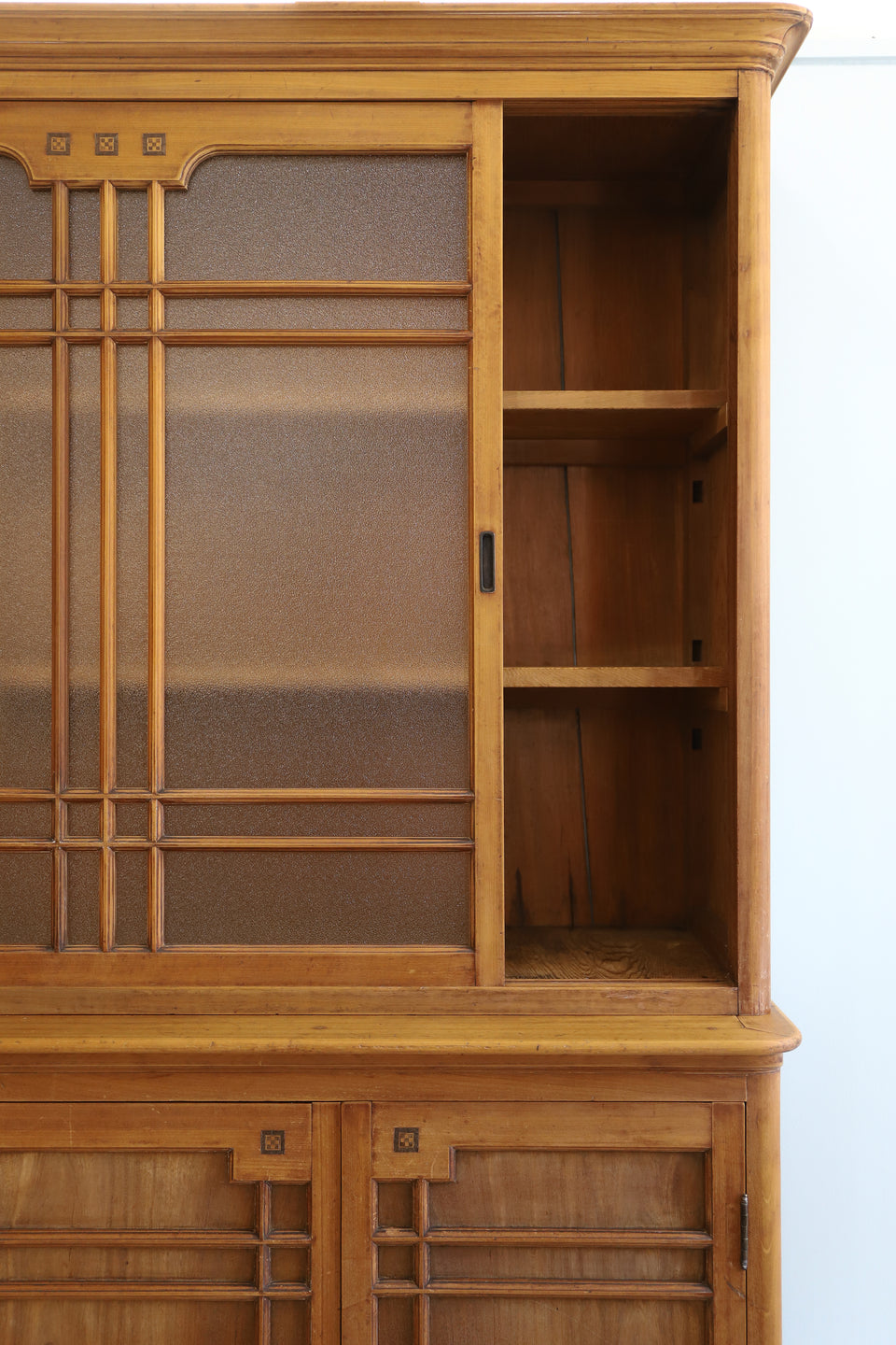 Japanese Antique Glass Cup Board/ジャパンアンティーク 食器棚 カップボード 大正ロマン 古道具 レトロ