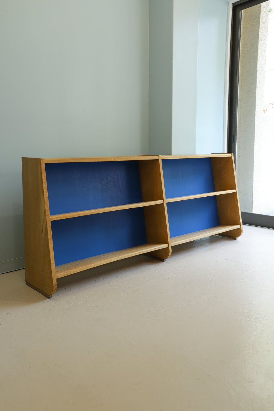 Japanese Vintage Wooden Low Bookshelf/ジャパンヴィンテージ 木製 本棚 図書館 収納 レトロモダン