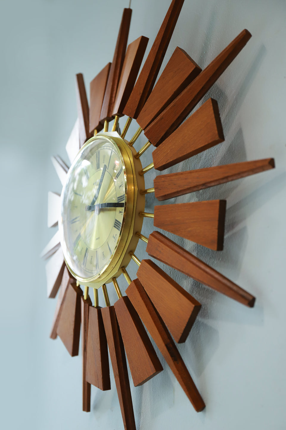 Anstey&Wilson Sunburst Wall Clock/イギリスヴィンテージ サンバースト ウォールクロック