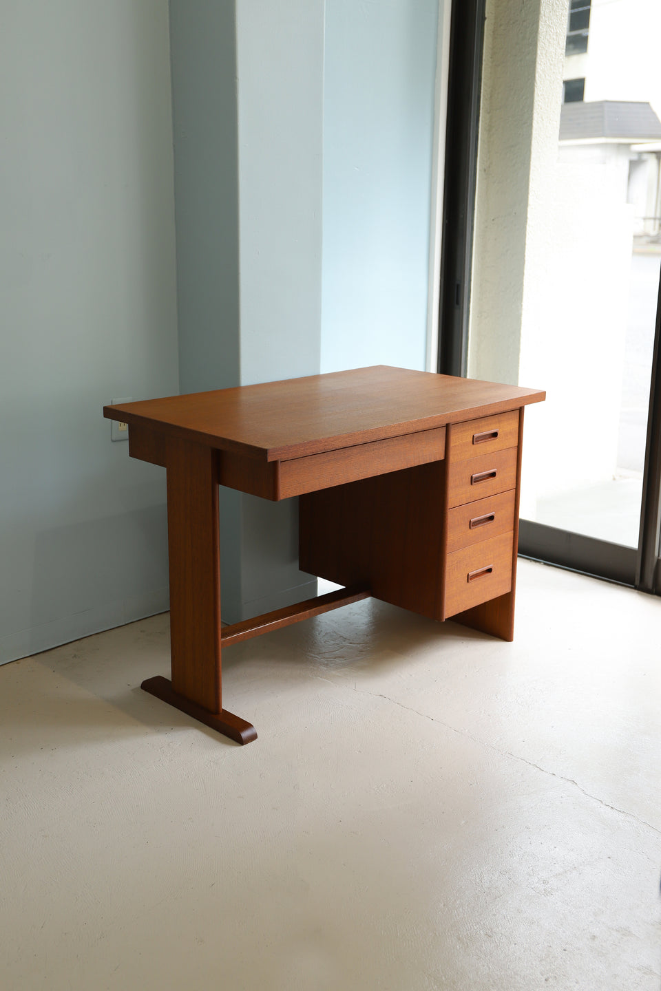 Japanese Vintage Single Pedestal Desk Teakwood/ジャパンヴィンテージ 片袖デスク チーク材 机 北欧スタイル