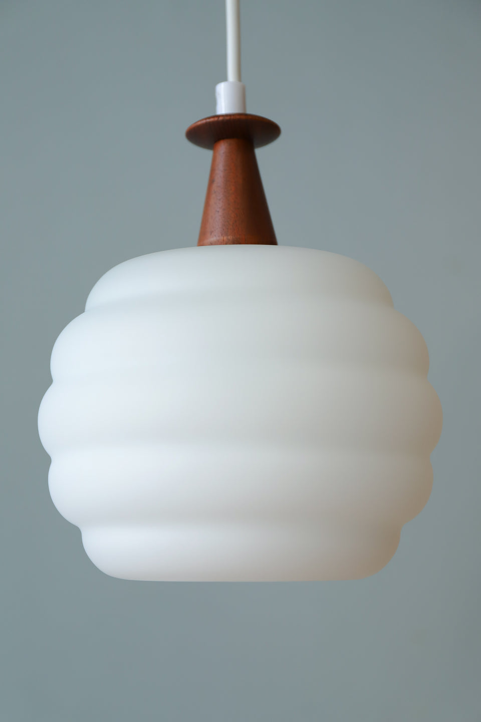 Danish Vintage Frosted Glass Pendant Light/デンマークヴィンテージ ペンダントライト ガラス チーク材