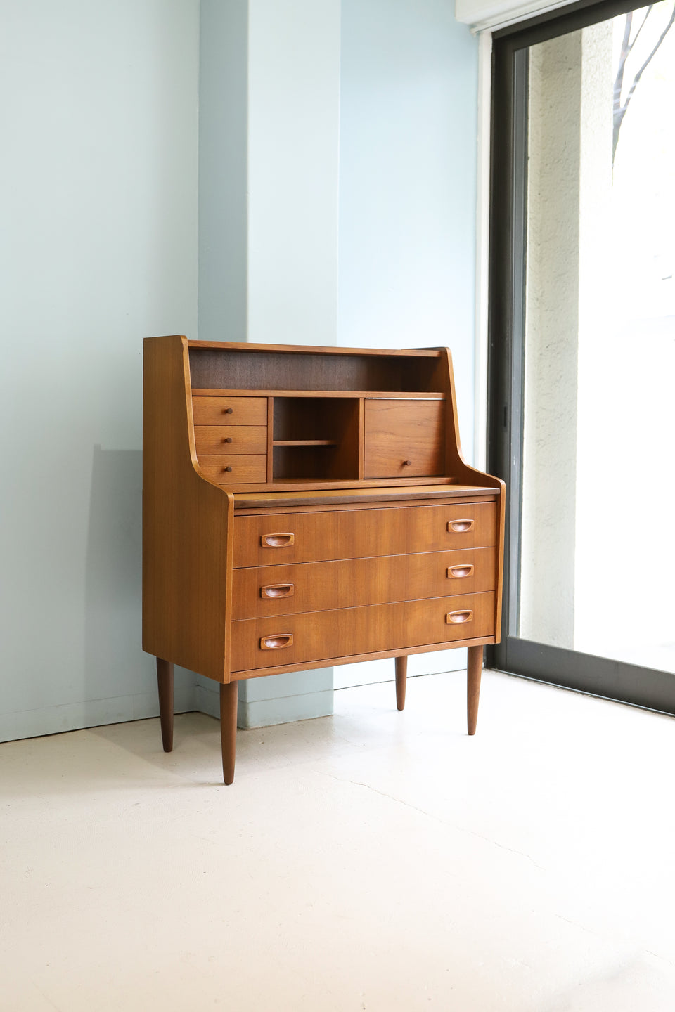 Danish Vintage Teak Writing Bureau with Mirror/デンマークヴィンテージ ライティングビューロー チーク材 ドレッサー 北欧家具