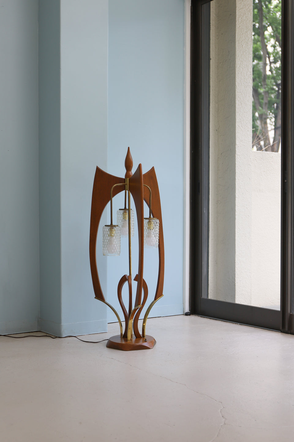 US Vintage Wood Base Floor Lamp/アメリカヴィンテージ フロアランプ 木製ベース ミッドセンチュリー 間接照明