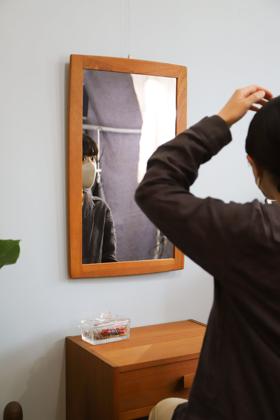 Vintage Wall Mirror Danish Modern/デンマークヴィンテージ ウォールミラー チークフレーム 鏡 北欧雑貨