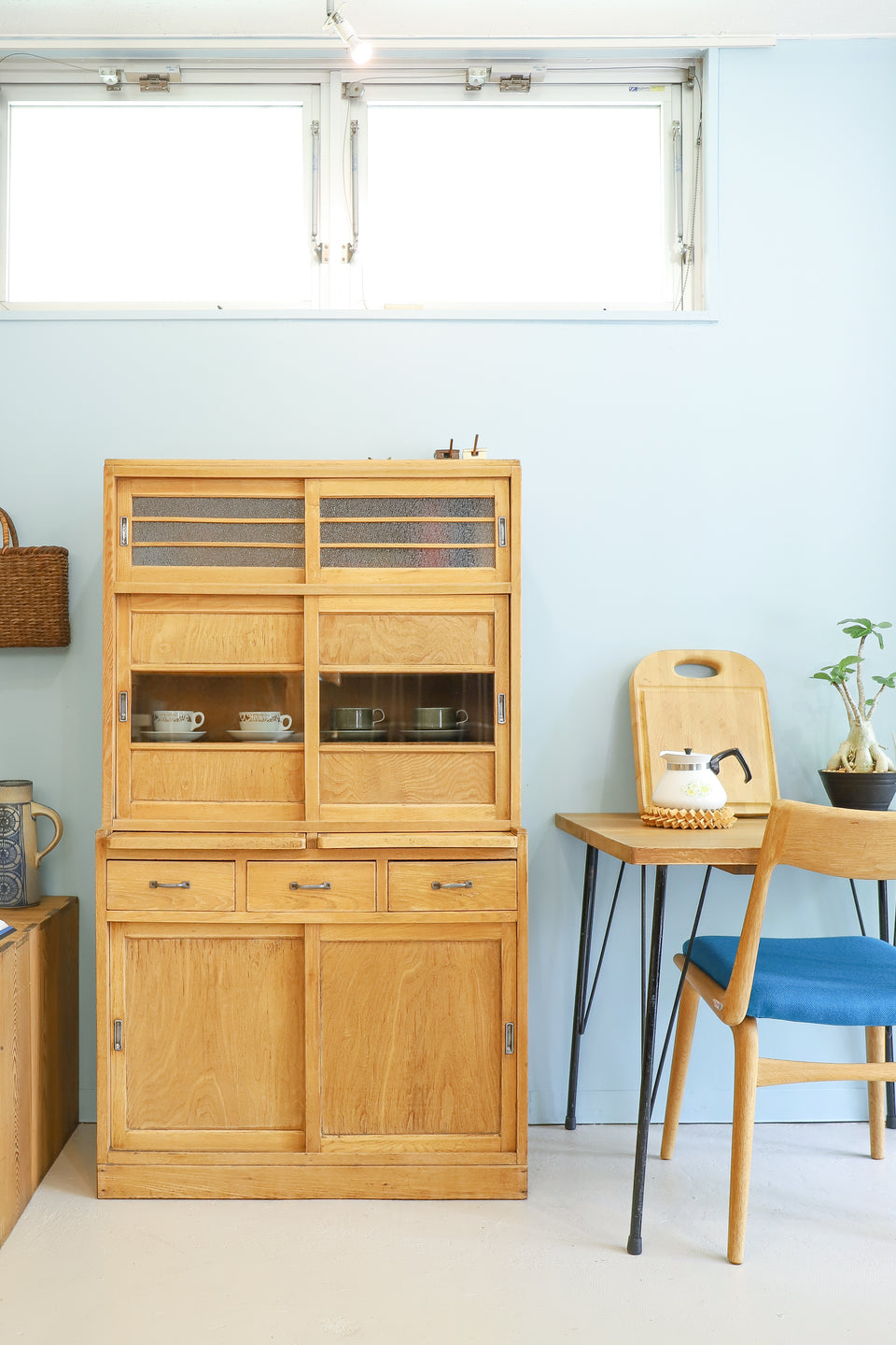 Japanese Vintage Glass Cup Board/ジャパンヴィンテージ 食器棚 カップボード ガラス戸棚 収納家具