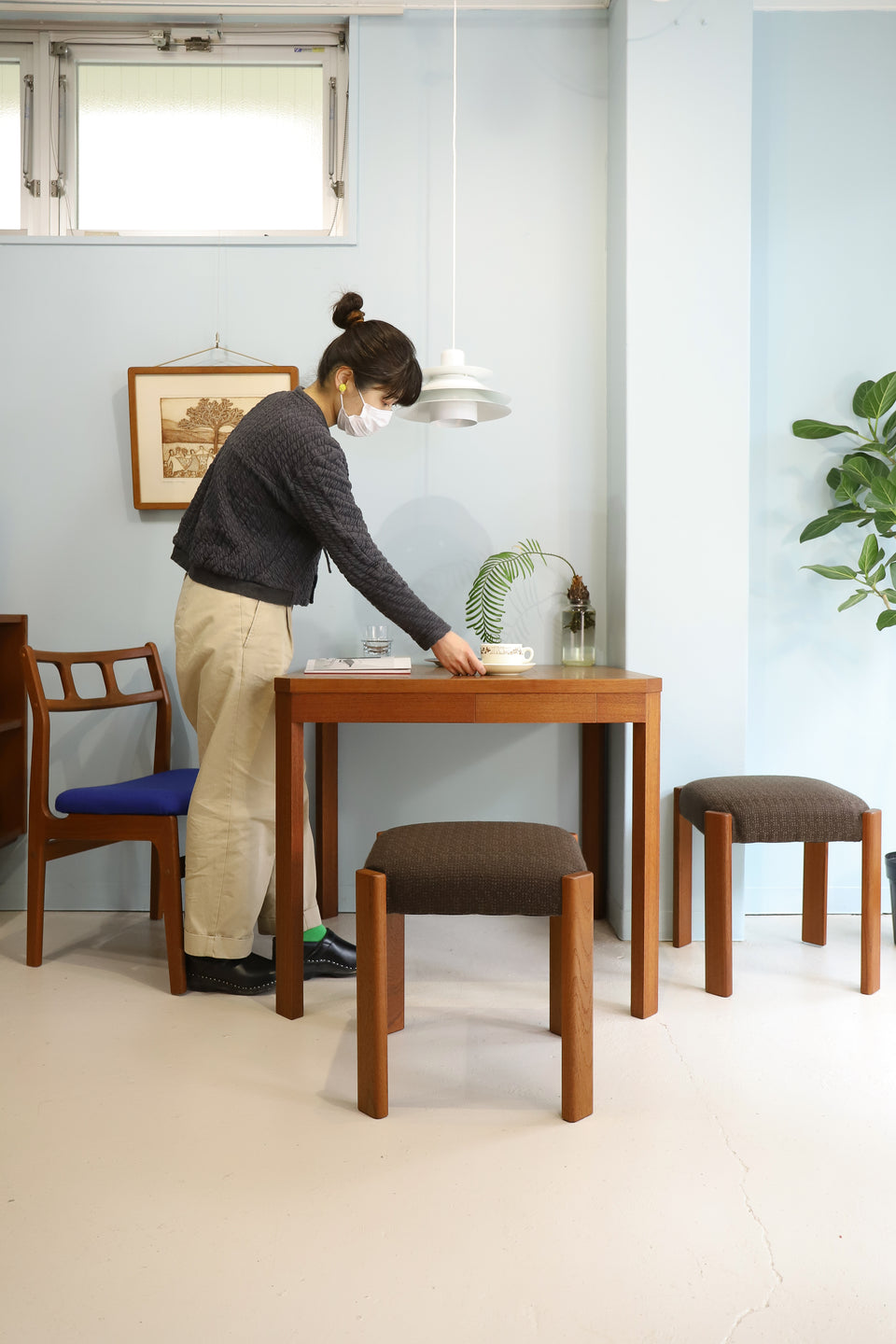 Japanese Vintage Small Dining Table/ジャパンヴィンテージ ダイニングテーブル 二人掛け チーク材 シンプルモダン