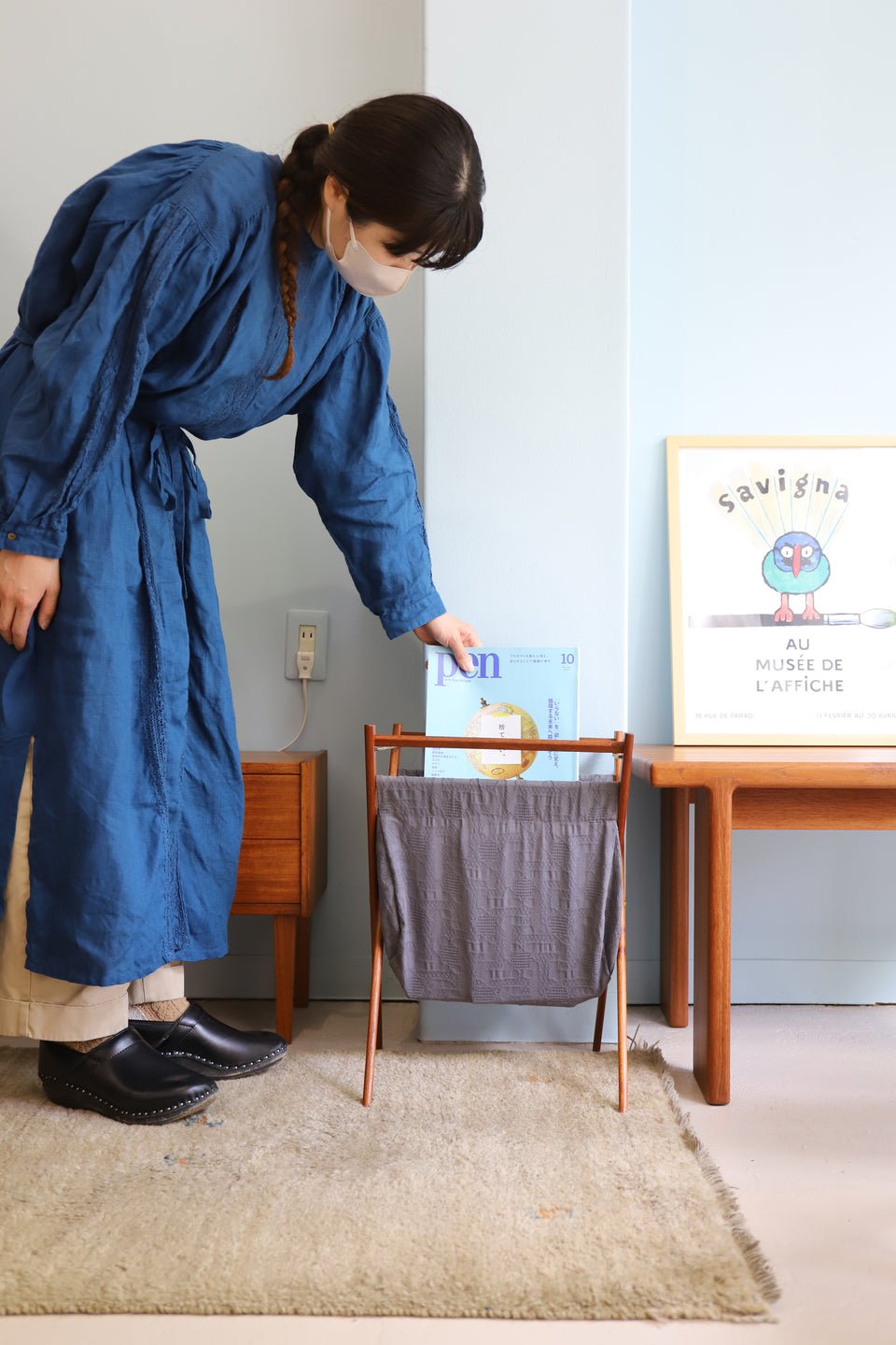 Foldable Magazine Rack Teakwood Scandinavian Vintage/ヴィンテージマガジンラック 折りたたみ式 チーク材 北欧インテリア