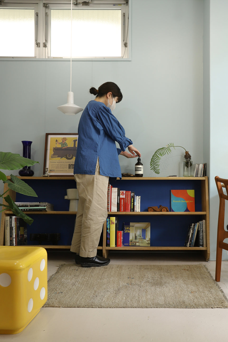 Japanese Vintage Wooden Low Bookshelf/ジャパンヴィンテージ 木製 本棚 図書館 収納 レトロモダン
