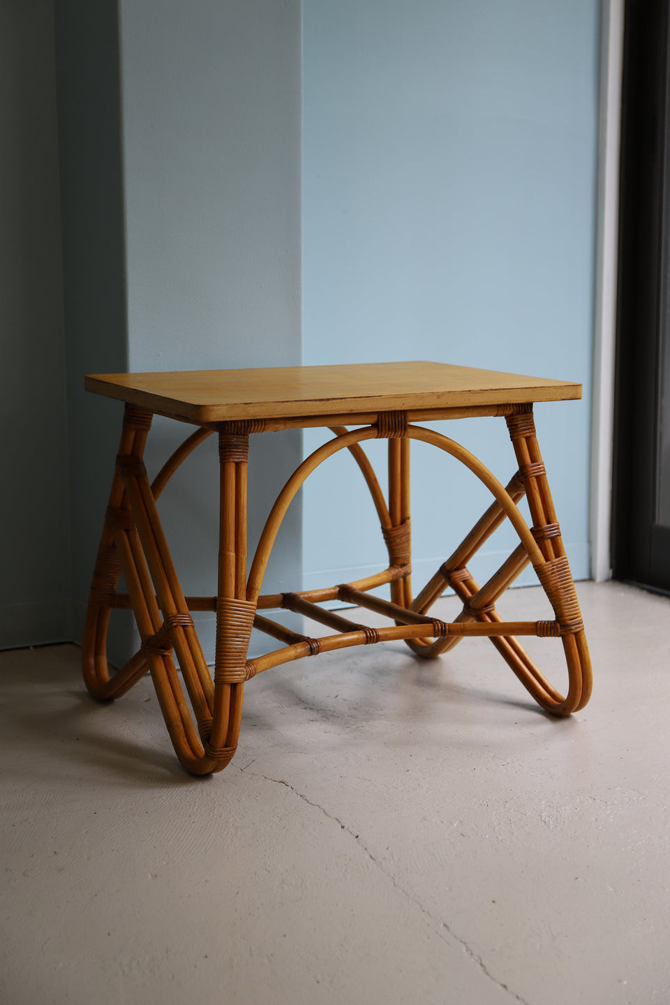 Japanese Vintage Yamakawa Rattan Arm Chair Side Table/山川ラタン アームチェア 菊椅子 サイドテーブル ジャパンヴィンテージ