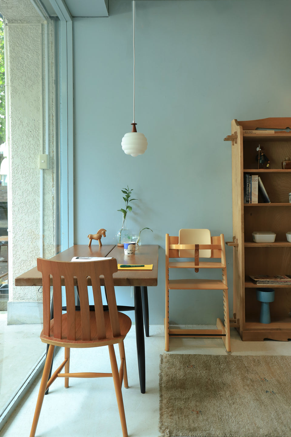 Danish Vintage Frosted Glass Pendant Light/デンマークヴィンテージ ペンダントライト ガラス チーク材