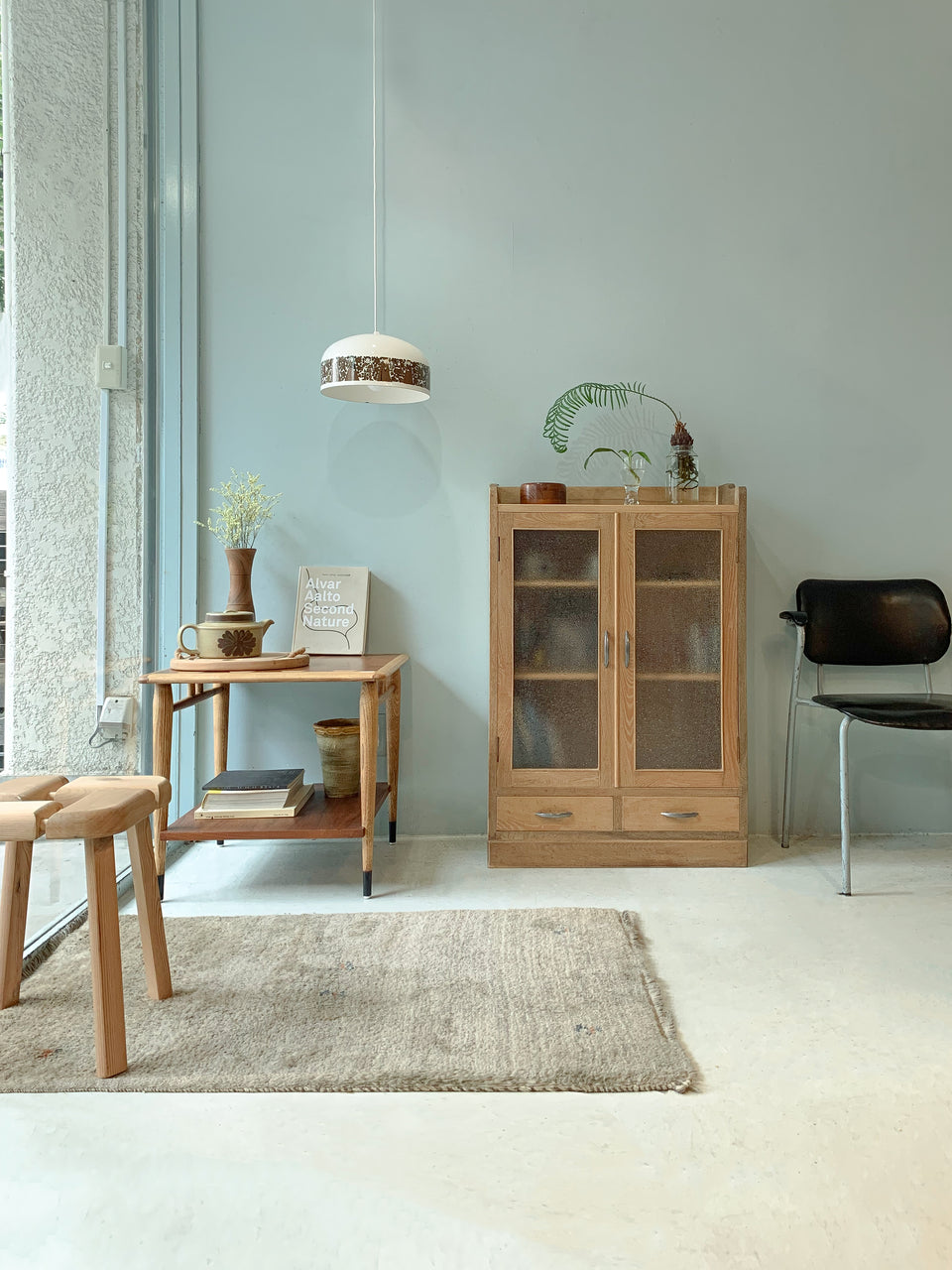 Japanese Vintage Small Glass Cabinet/ジャパンヴィンテージ ダイヤガラス スモールキャビネット