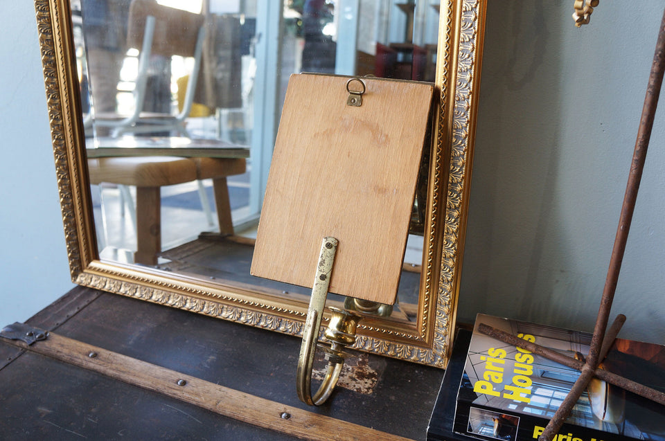 UK Vintage Brass Wall Mirror Candle Holder/イギリスヴィンテージ ウォールミラー キャンドルホルダー 真鍮 レリーフ インテリア