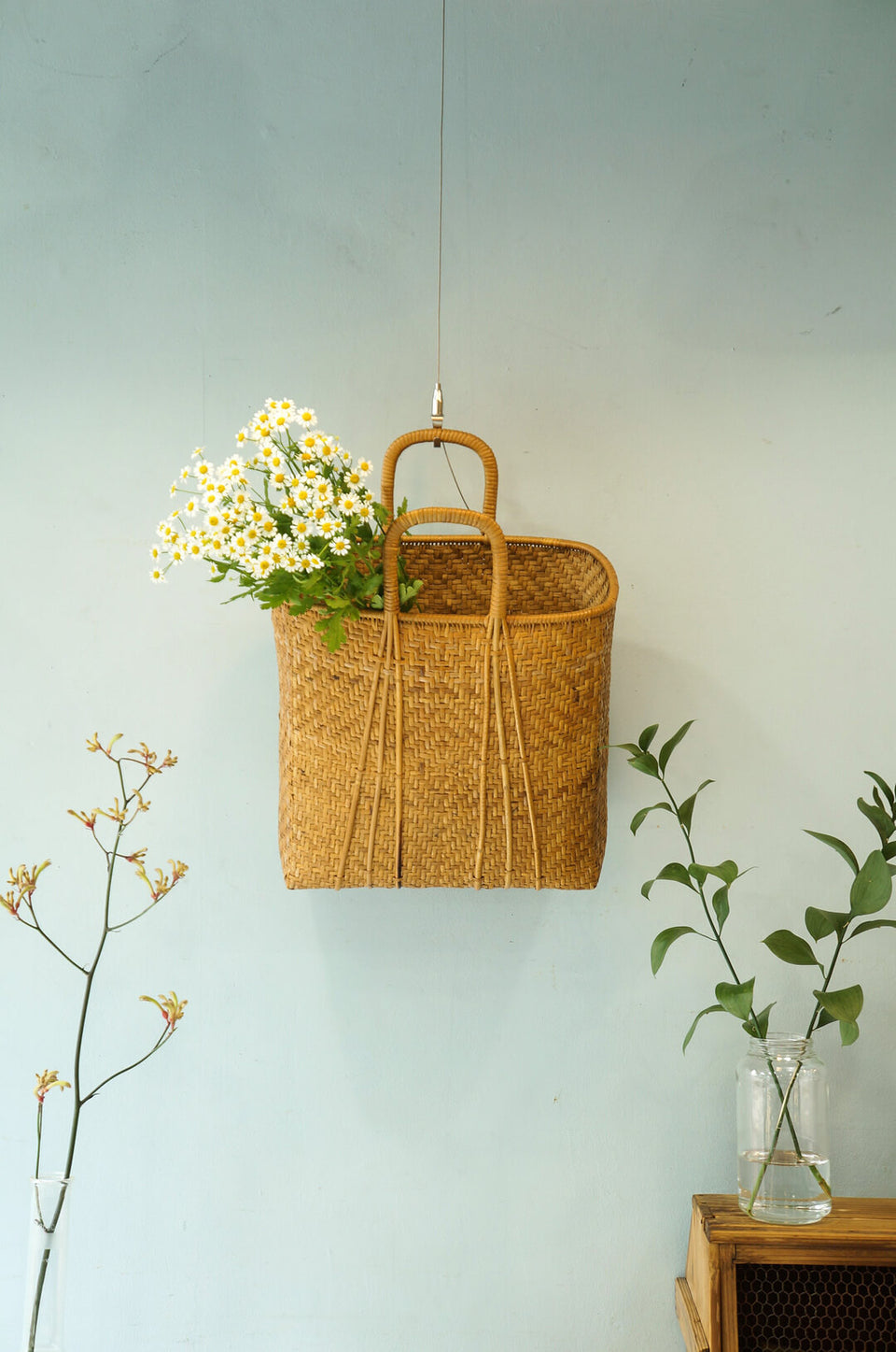 Japanese Vintage Banboo Shopping Basket/ヴィンテージ バンブー カゴバッグ バスケット 竹籠 かばん
