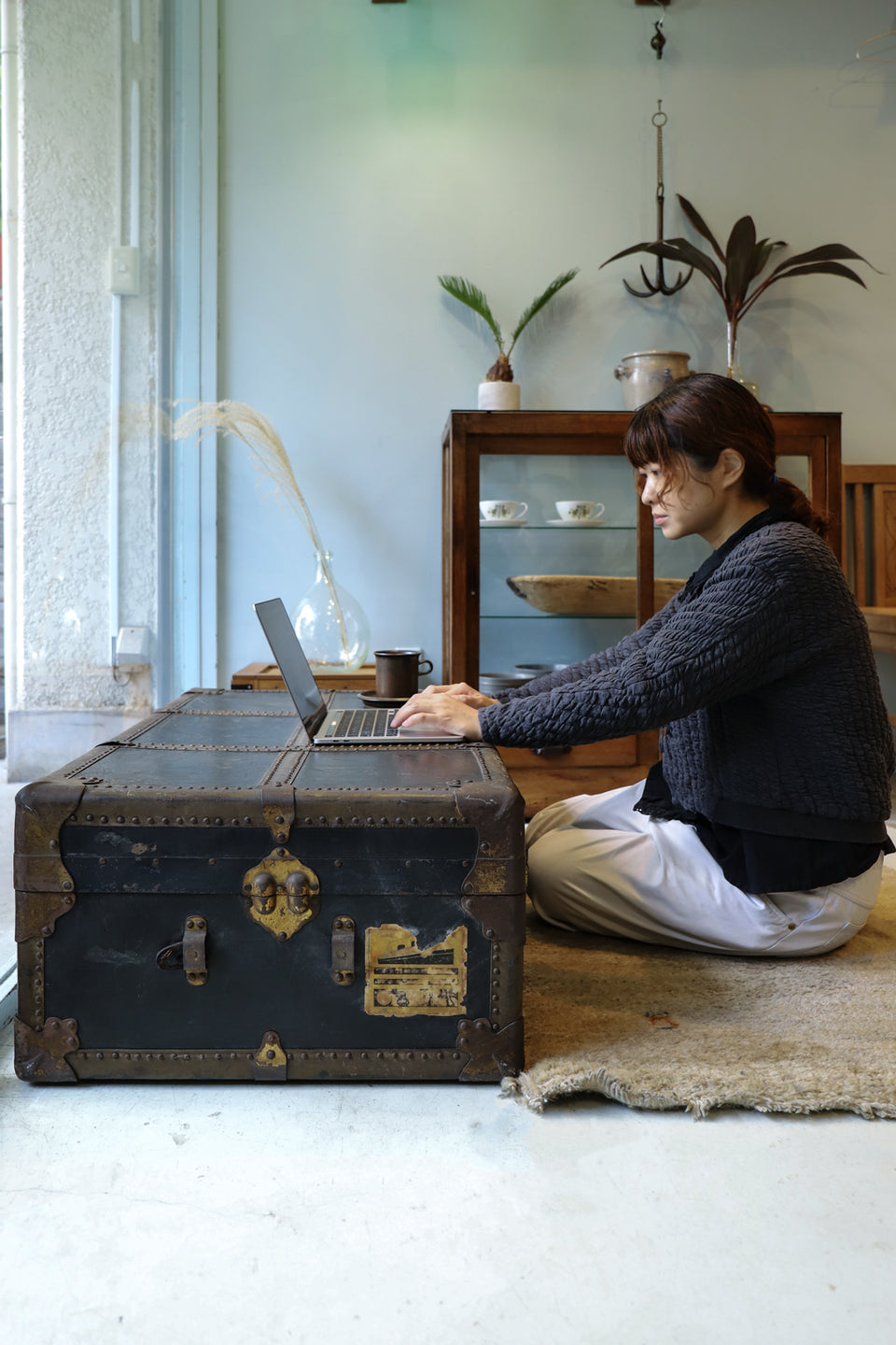 US Antique Steamer Trunk/アメリカ アンティーク スチーマートランク スーツケース