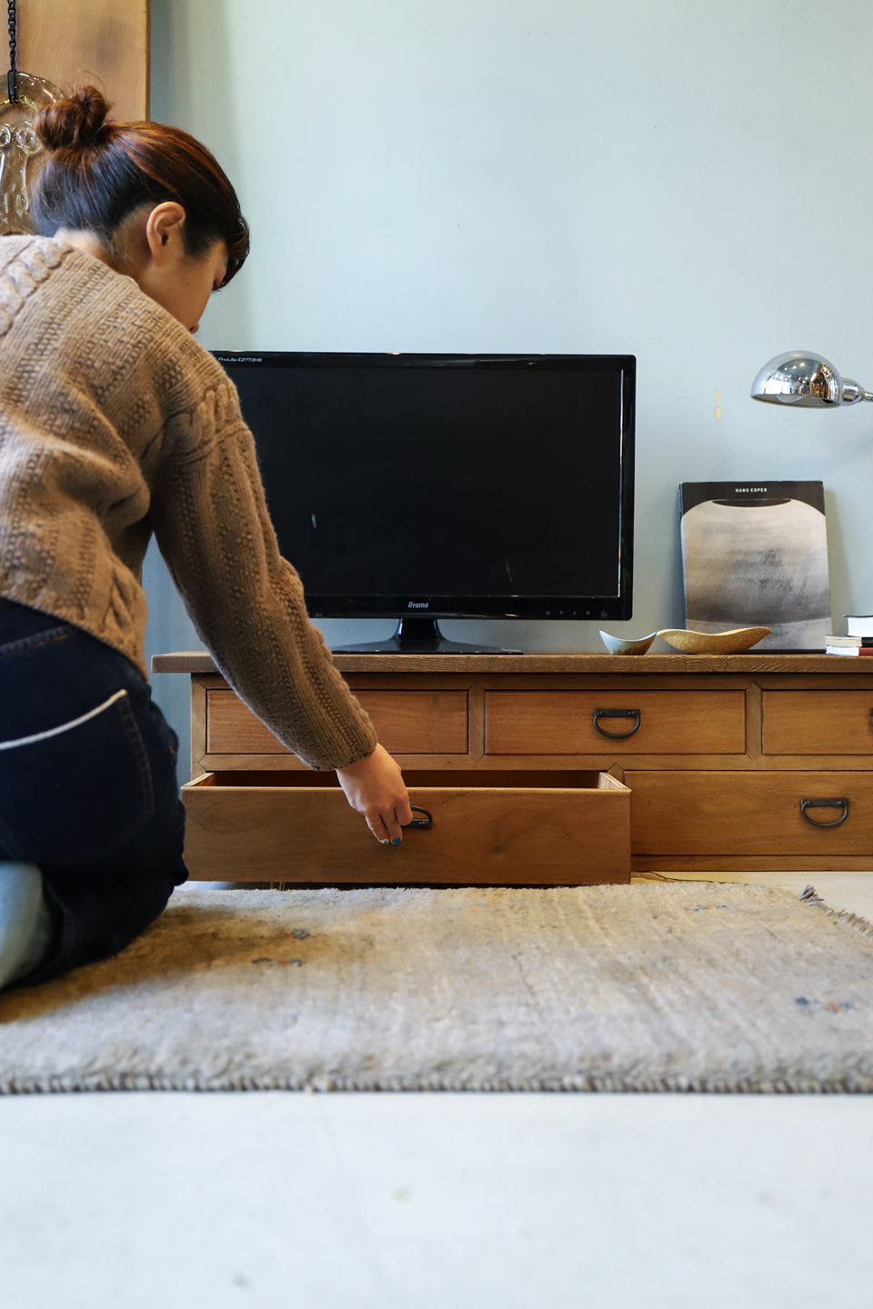 Japanese Vintage Wooden Low Board/ジャパンヴィンテージ ローボード 裁ち台 テレビ台 引き出し 古道具 時代家具