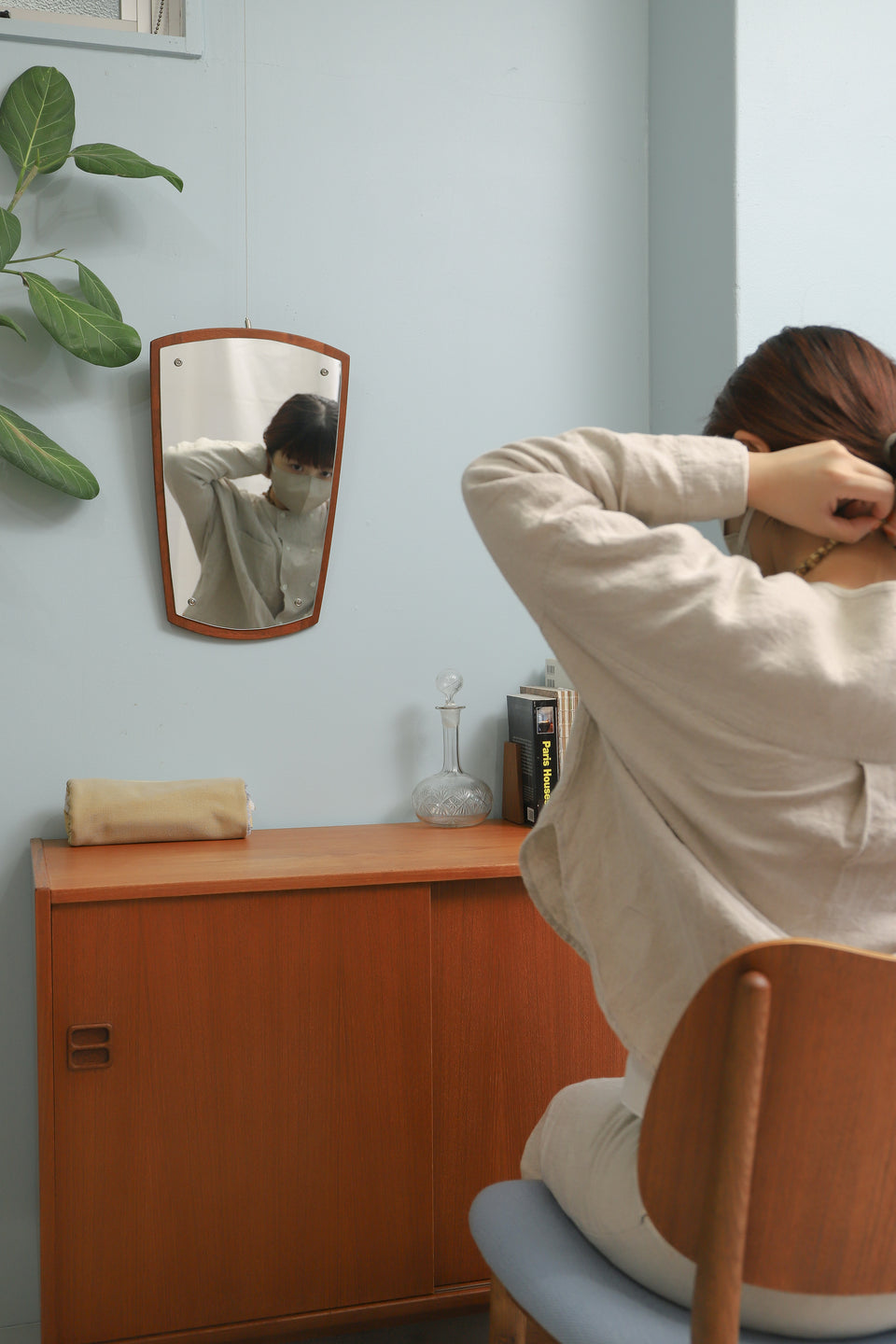 Danish Vintage Jansen Spejle Wall Mirror/デンマークヴィンテージ ウォールミラー チーク材 壁掛け鏡 北欧インテリア