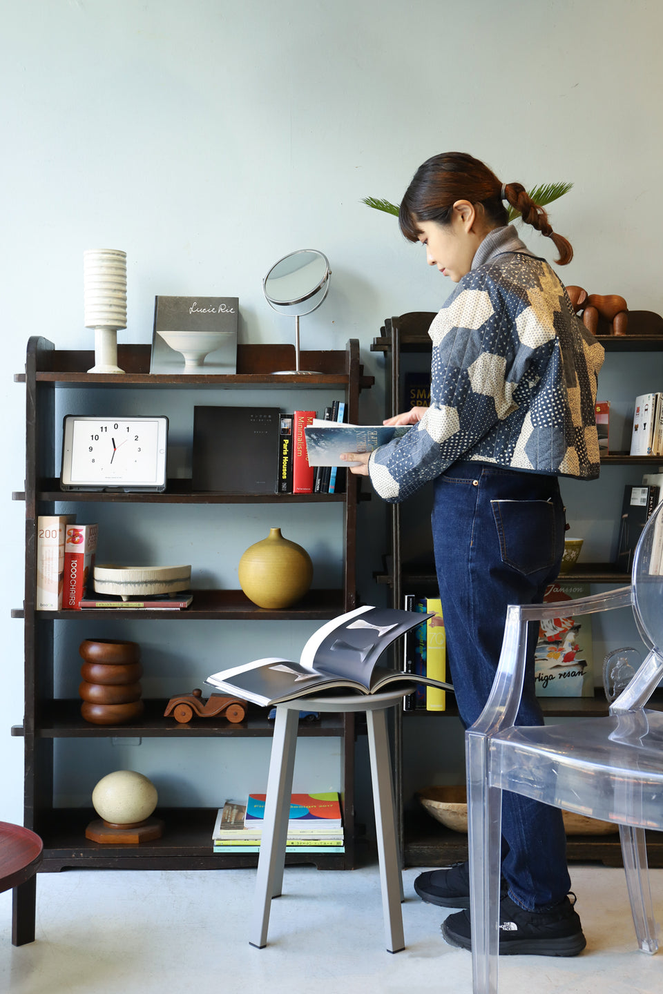 Japanese Vintage Wedge Book Shelf/ジャパンヴィンテージ 本棚 ブックシェルフ 楔式 収納 古道具 昭和レトロ