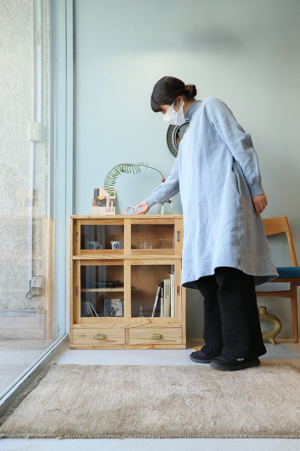 Japanese Vintage Glass Tea Cabinet/ジャパンヴィンテージ ガラスキャビネット 茶箪笥 収納 古道具