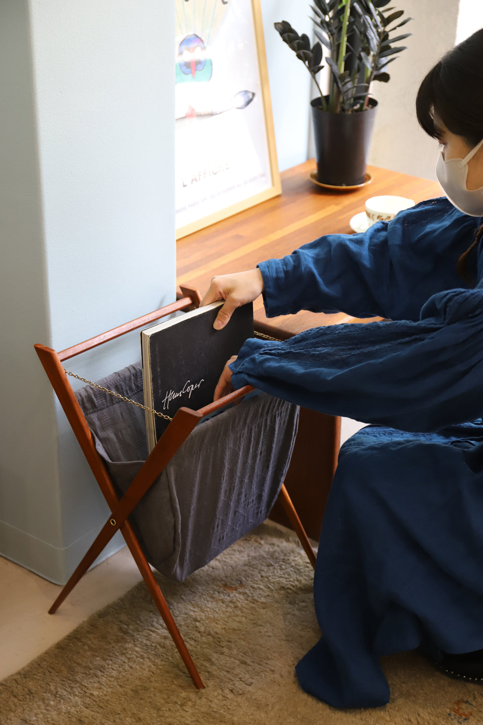 Foldable Magazine Rack Teakwood Scandinavian Vintage/ヴィンテージマガジンラック 折りたたみ式 チーク材 北欧インテリア