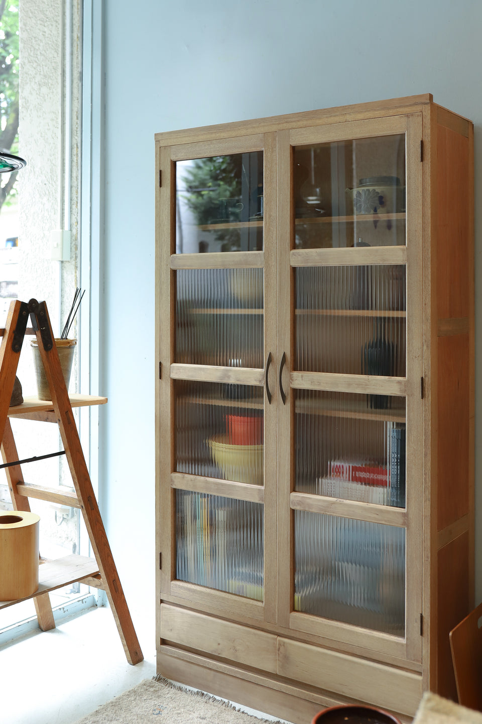 Japanese Vintage Reeded Glass Cabinet/ジャパンヴィンテージ モールガラス キャビネット