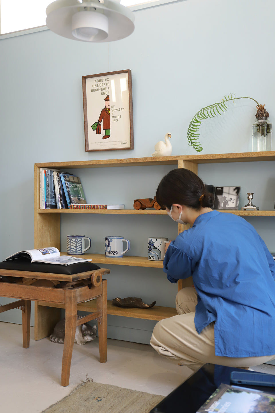 Japanese Vintage Wooden Open Shelf/ジャパンヴィンテージ オープンシェルフ 木製 本棚 レトロモダン
