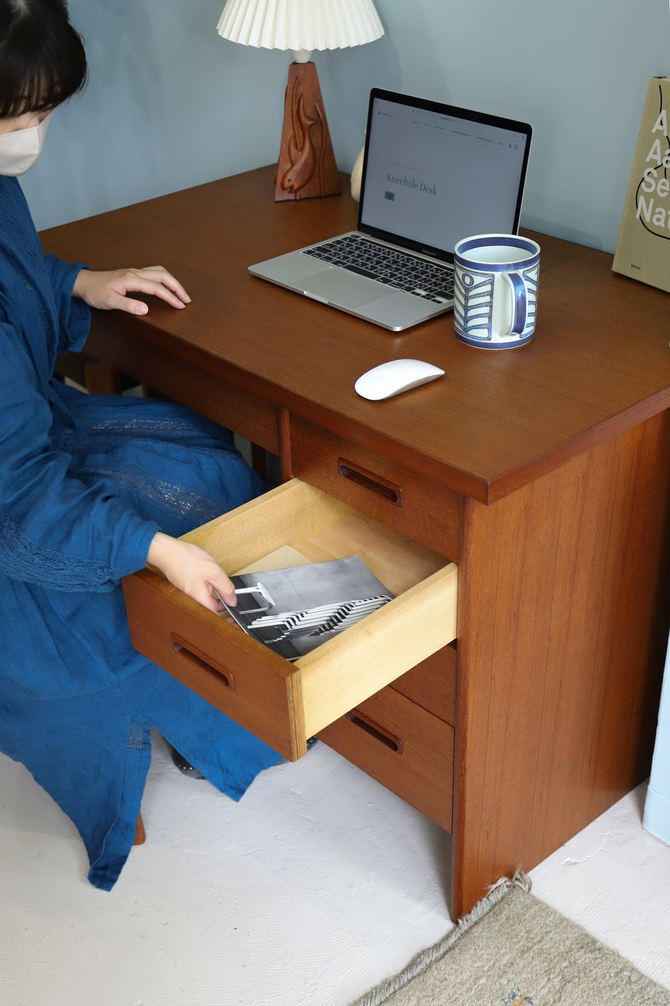 Japanese Vintage Single Pedestal Desk Teakwood/ジャパンヴィンテージ 片袖デスク チーク材 机 北欧スタイル