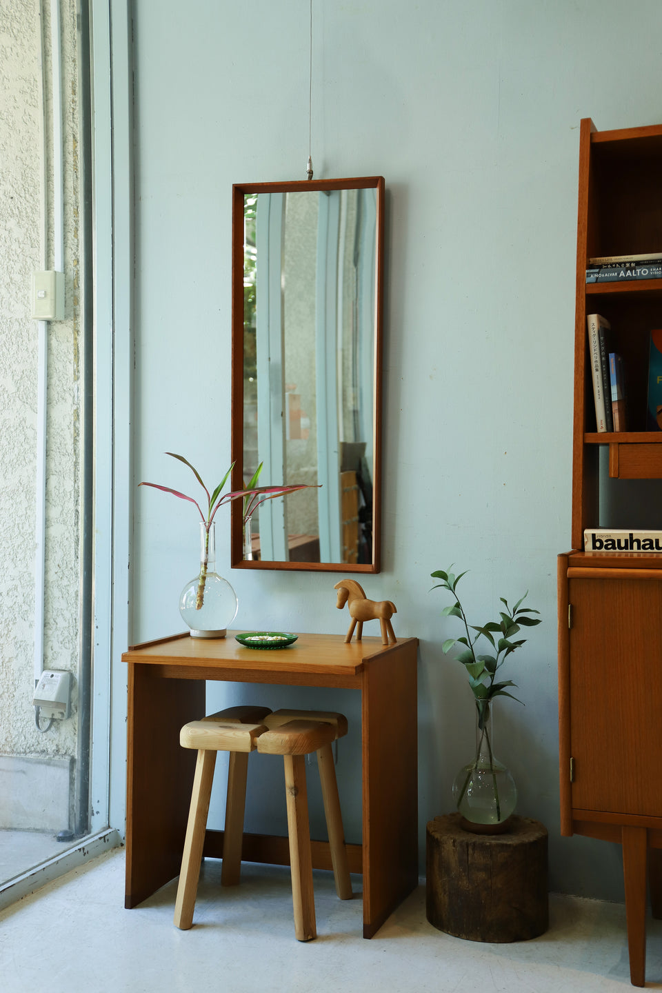 Danish Vintage Teak Frame Wall Mirror/デンマークヴィンテージ ウォールミラー チークフレーム