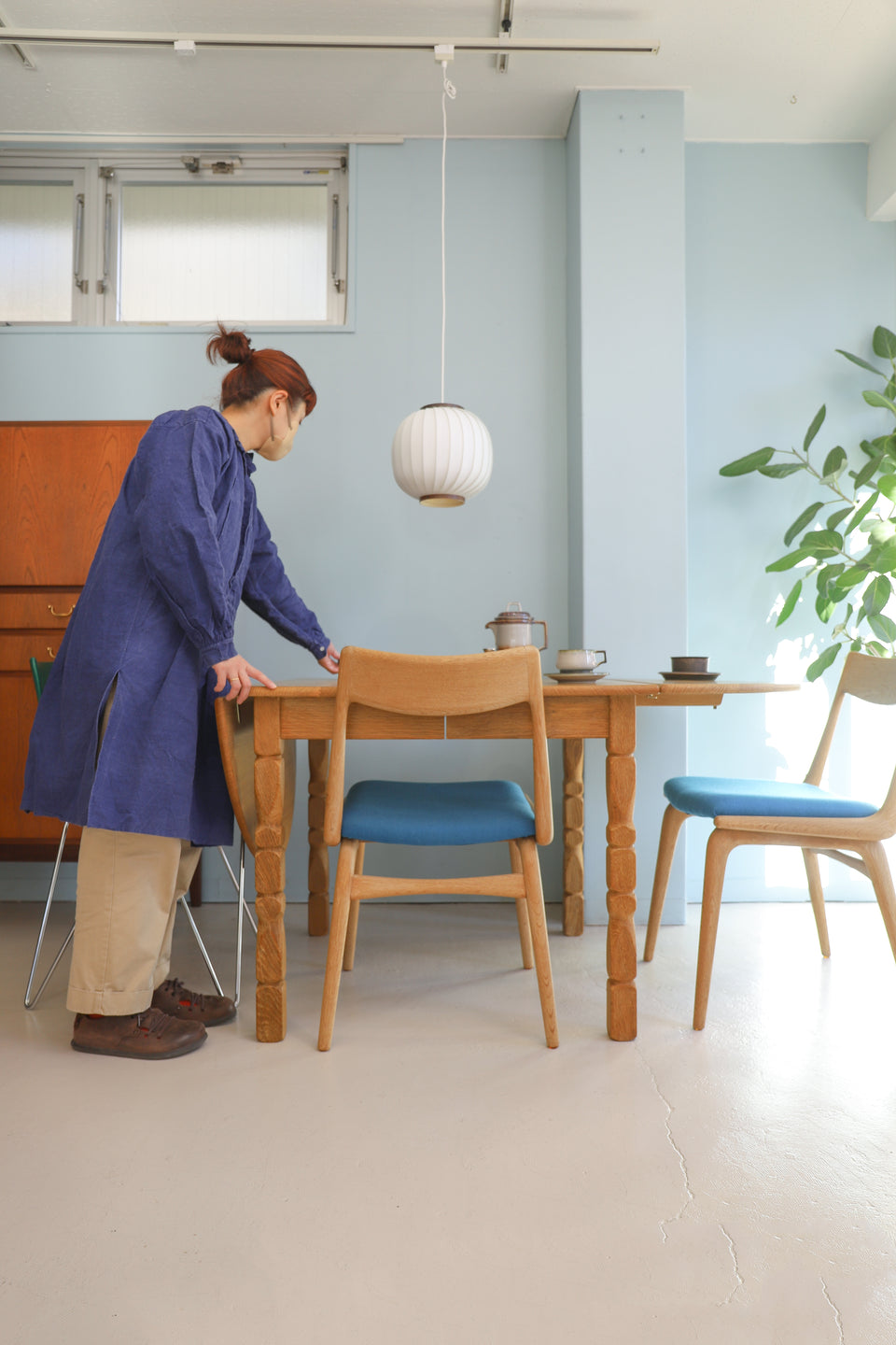 Danish Vintage Oakwood Drop Leaf Dining Table/デンマークヴィンテージ ドロップリーフ エクステンションダイニングテーブル オーク材