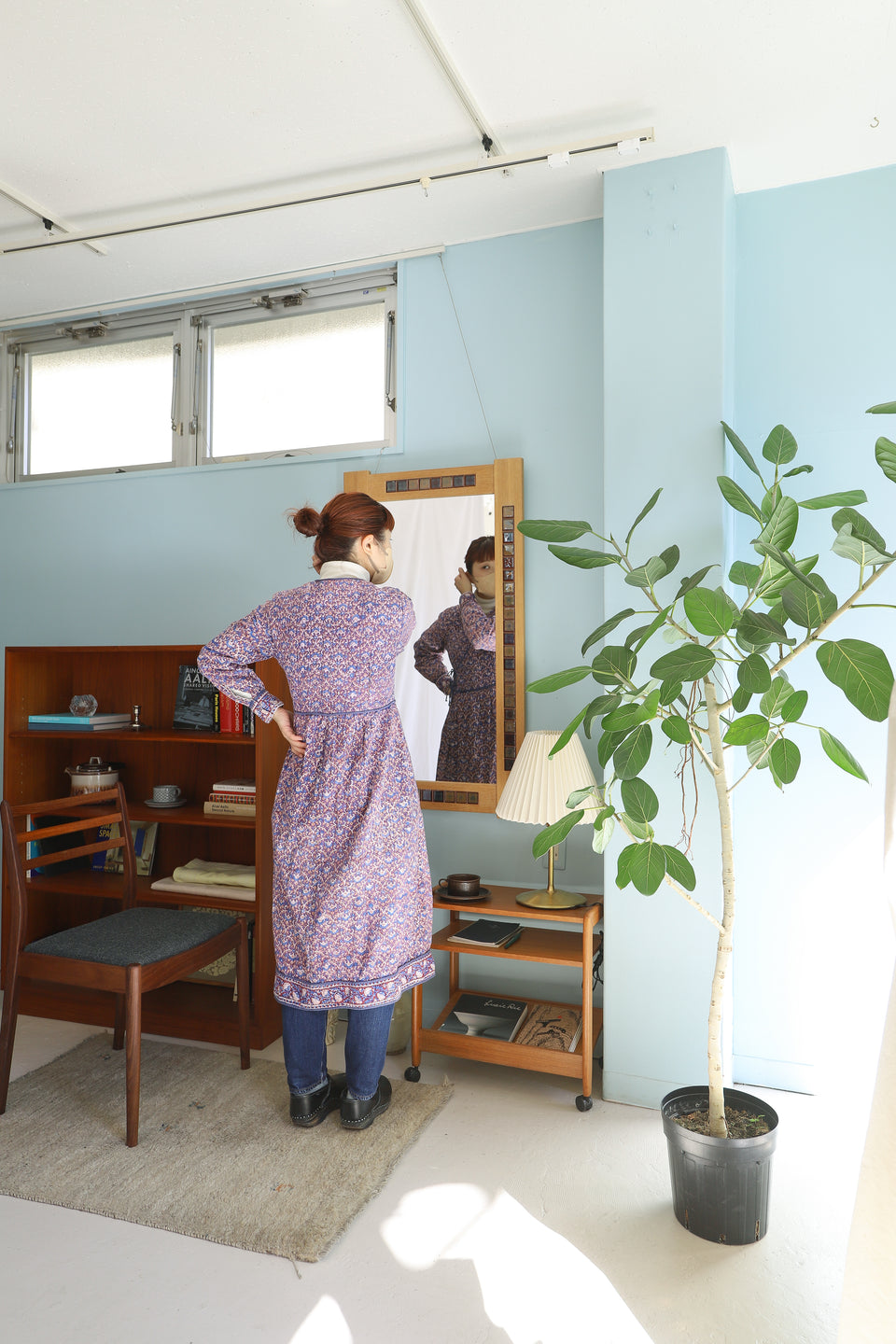 Danish Vintage Oakwood Tile Mirror/デンマークヴィンテージ ウォールミラー オーク材 タイル 北欧インテリア