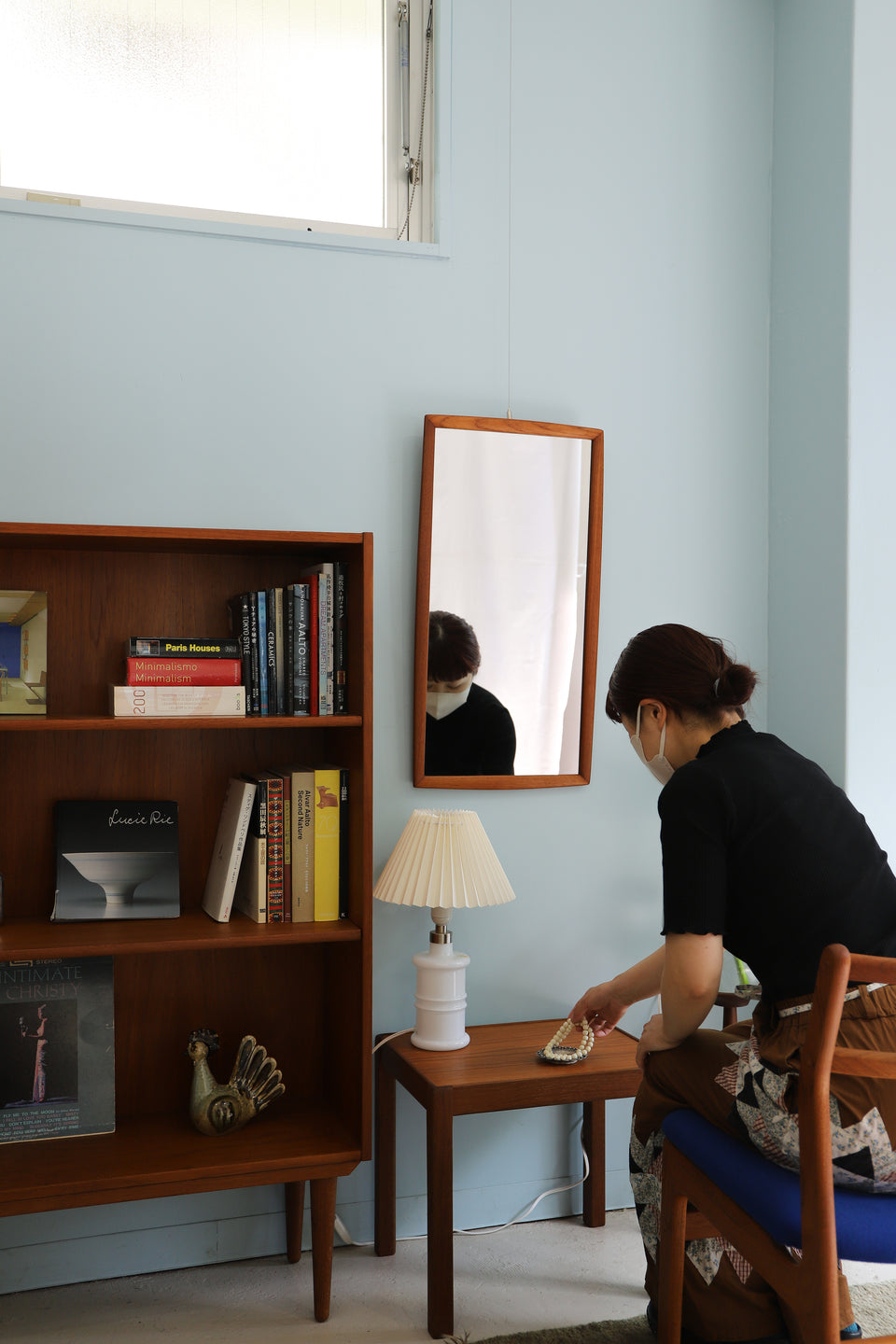 Danish Vintage Teak Frame Wall Hanging Mirror/デンマークヴィンテージ チークフレーム ウォールミラー 壁掛け鏡 北欧インテリア