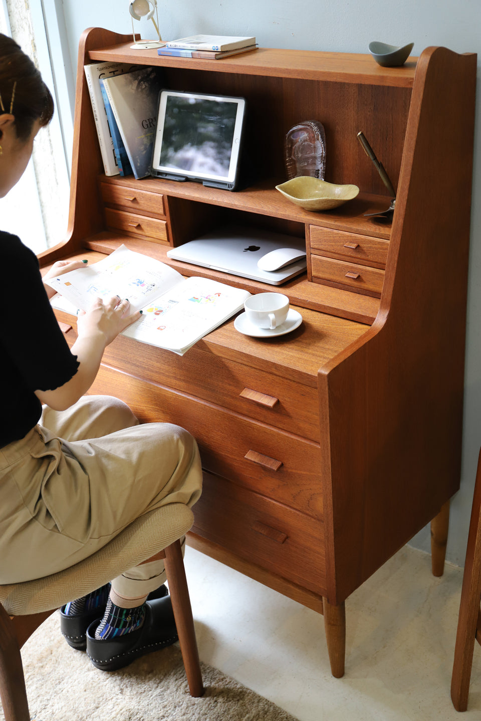 Danish Vintage Writing Desk Bureau Dresser/デンマーク ヴィンテージ ライティング ビューロー 北欧モダン デスク チェスト