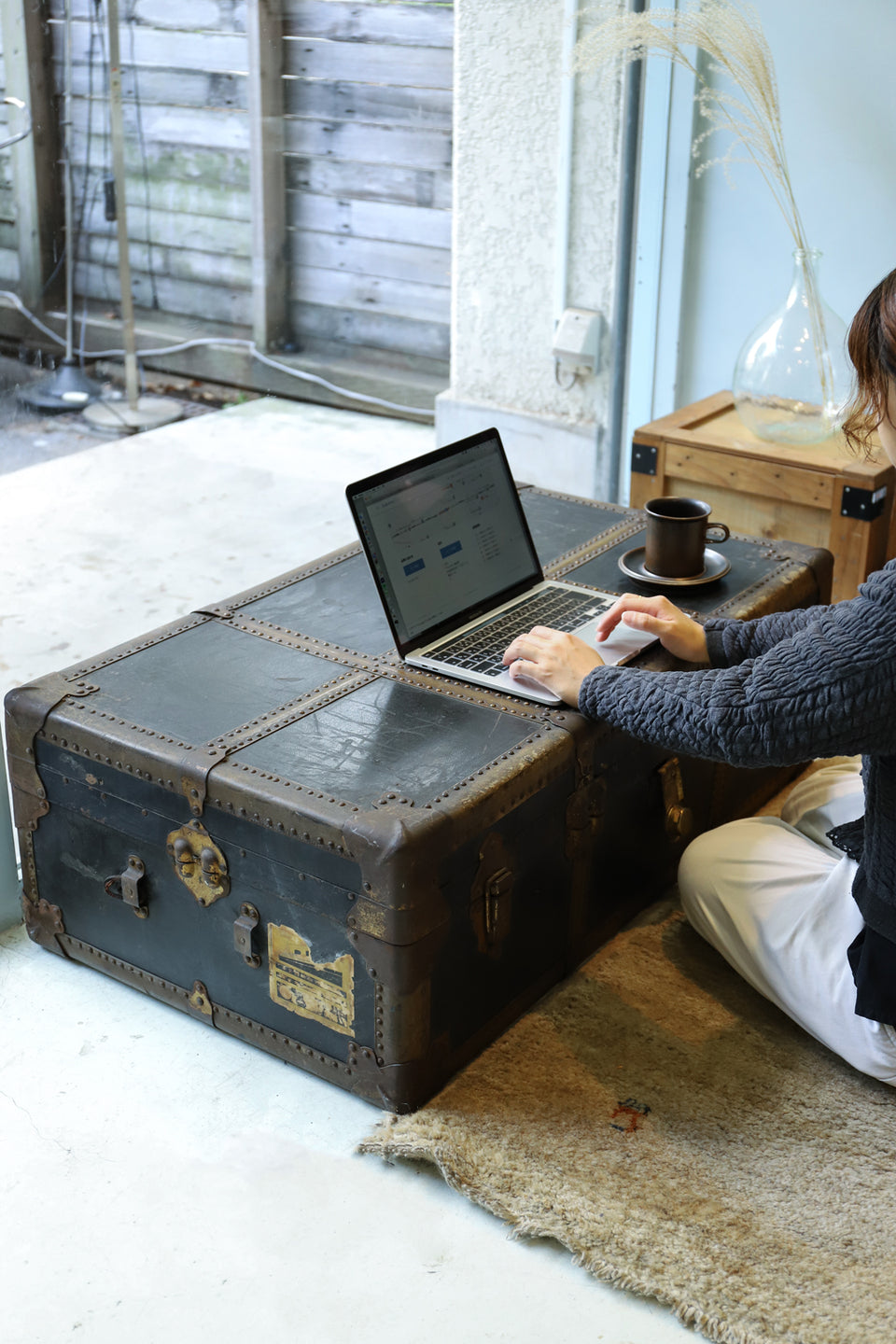 US Antique Steamer Trunk/アメリカ アンティーク スチーマートランク スーツケース